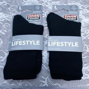 2, Darn Tough Womens Black Lifestyle Lightweight Crew Socks Merino Wool Blend